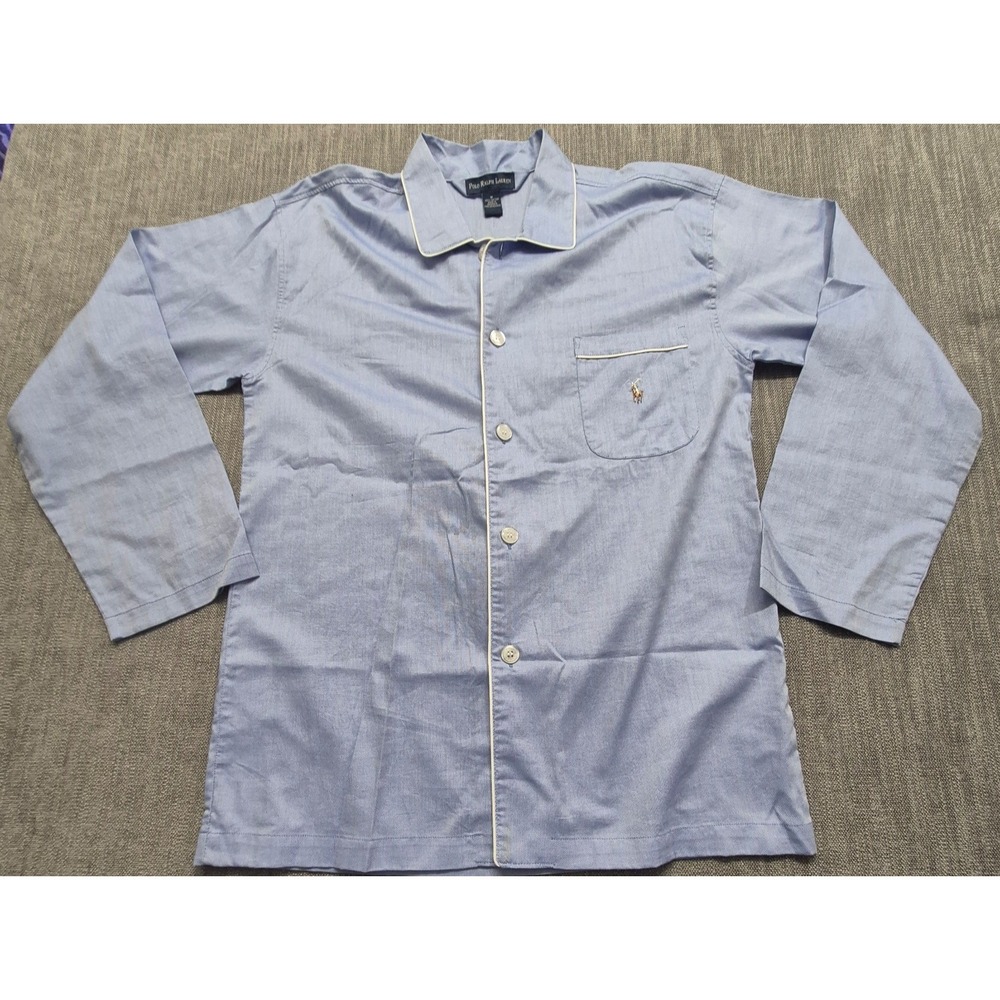 Polo Ralph Lauren men's light blue sleep top Med. Cotton pocket long sleeves